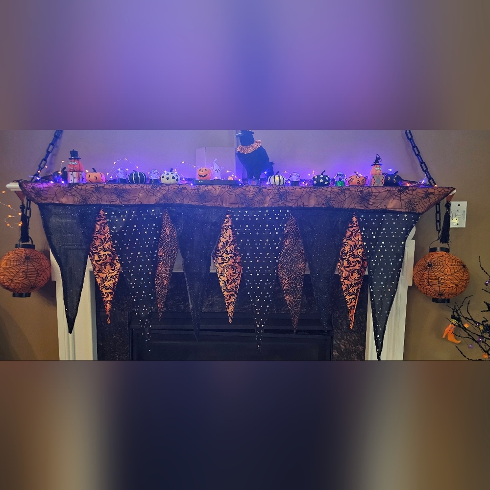 Black and Orange Halloween Mantel Scarf
